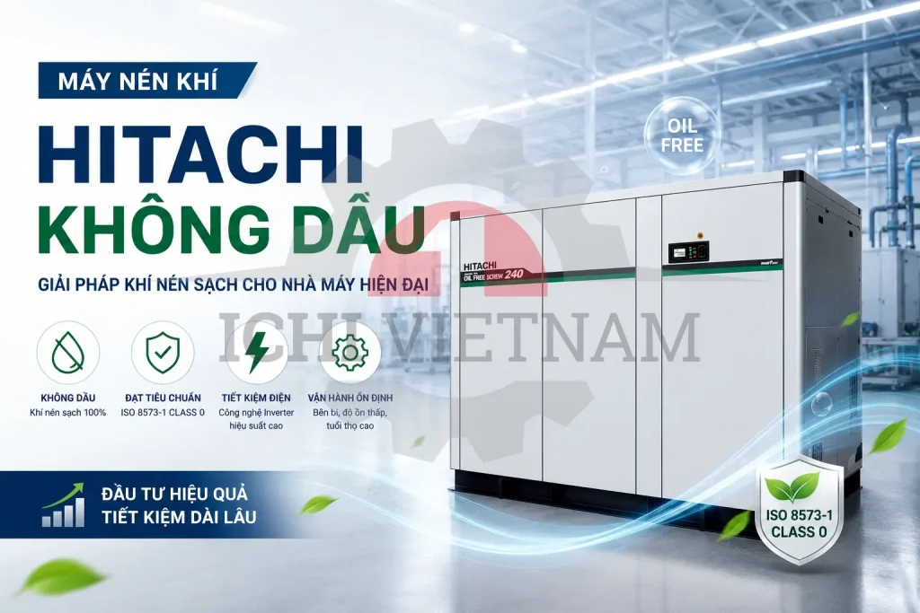 Máy nén khí không dầu Hitachi – Giải pháp khí nén sạch chuẩn Class 0 cho nhà máy hiện đại _ 0988.567.645 _ Ichi Vina