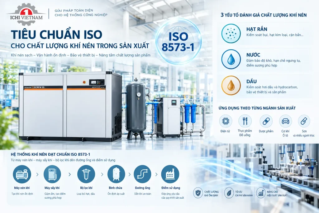 Tiêu chuẩn ISO 8573-1 cho chất lượng khí nén trong sản xuất